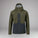 Green and black jacket with a brand logo on a white background