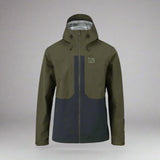 Green and black jacket with a brand logo on a white background