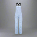 Light blue bib overalls on a white background