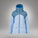 Two-tone blue jacket with a hood on a white background
