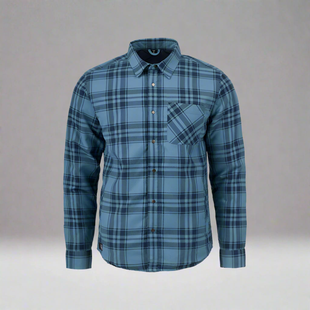 Blue plaid shirt on a white background