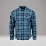 Blue plaid shirt on a white background
