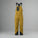 Yellow bib overalls with black accents on a white background