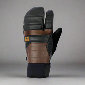 Black and brown glove with a visible brand logo on a white background