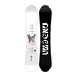 A snowboard shown from both sides against a plain white background. The left side is white with a black butterfly graphic over a light pink shape, and the right side is black with large white 'UNGEN' branding.