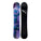 A GNU snowboard shown from both the top and bottom sides against a plain white background. The top side features a purple and blue cloudy nebula pattern, while the bottom side is solid black with a white GNU logo.