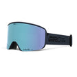 Black goggle with blue lenses