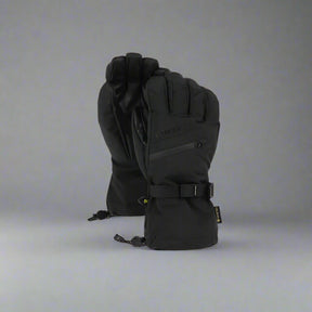Black gloves with a brand logo on a white background
