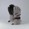 Pair of gray gloves with black accents on a white background