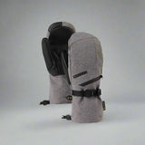 Pair of gray gloves with black accents on a white background