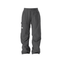 Dark gray pants with a brand logo on a white background