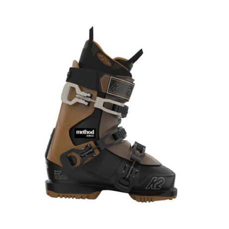 Black tan and brown ski boot