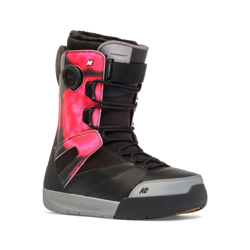 Black and pink snowboard boot