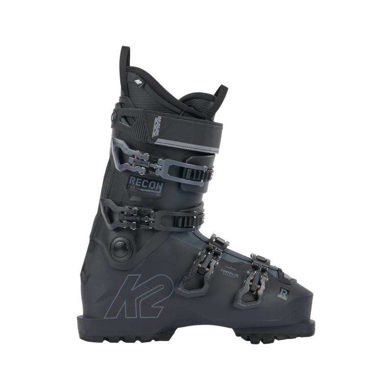 Black and gray ski boot