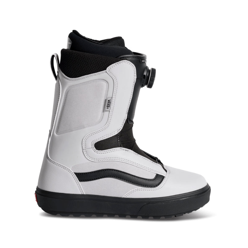 White and black snow boot on a white background