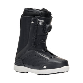 Black snowboard boot with Nidecker branding on a white background