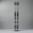 Pair of skis with a camouflage pattern on a white background