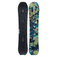 Two snowboards, one black and one with a colorful pattern, on a white background.