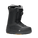 Black snowboard boot with visible branding on a transparent background