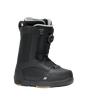 Black snowboard boot with visible branding on a transparent background