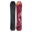 Two snowboards, one black and one with a red and yellow design, on a white background.