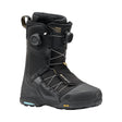 Black snowboard boot with visible branding on a white background