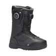 Black snowboard boot with visible branding on a white background