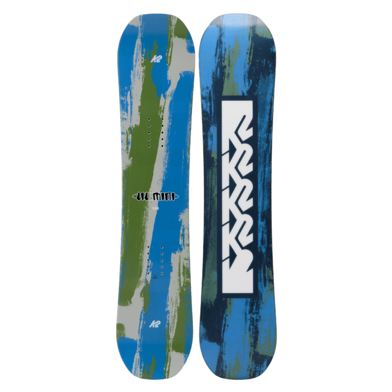 Blue and green kids snowboard 