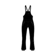 Black insulated bib overalls with adjustable shoulder straps and zippered pockets, shown flat against a solid white background.