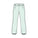 A technical line drawing of a pair of light mint green ski pants on a solid white background.