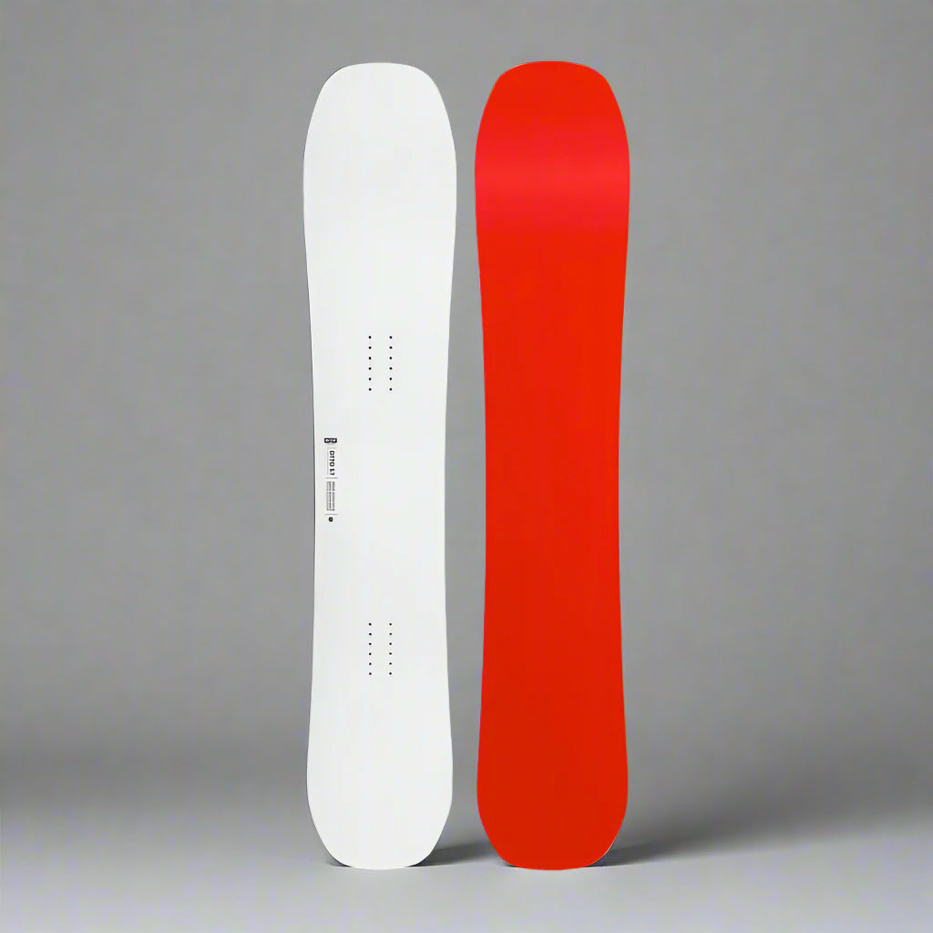 red and white snowboard