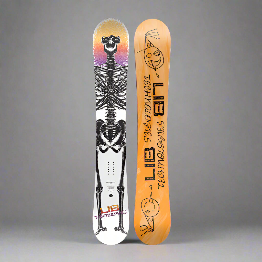 Snowboard yellow with a skeleton 