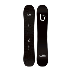 Black snowboard with LIB logo on a white background