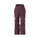 Maroon snow pants with a brand logo on a white background