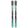 teal and gray skis with bindings