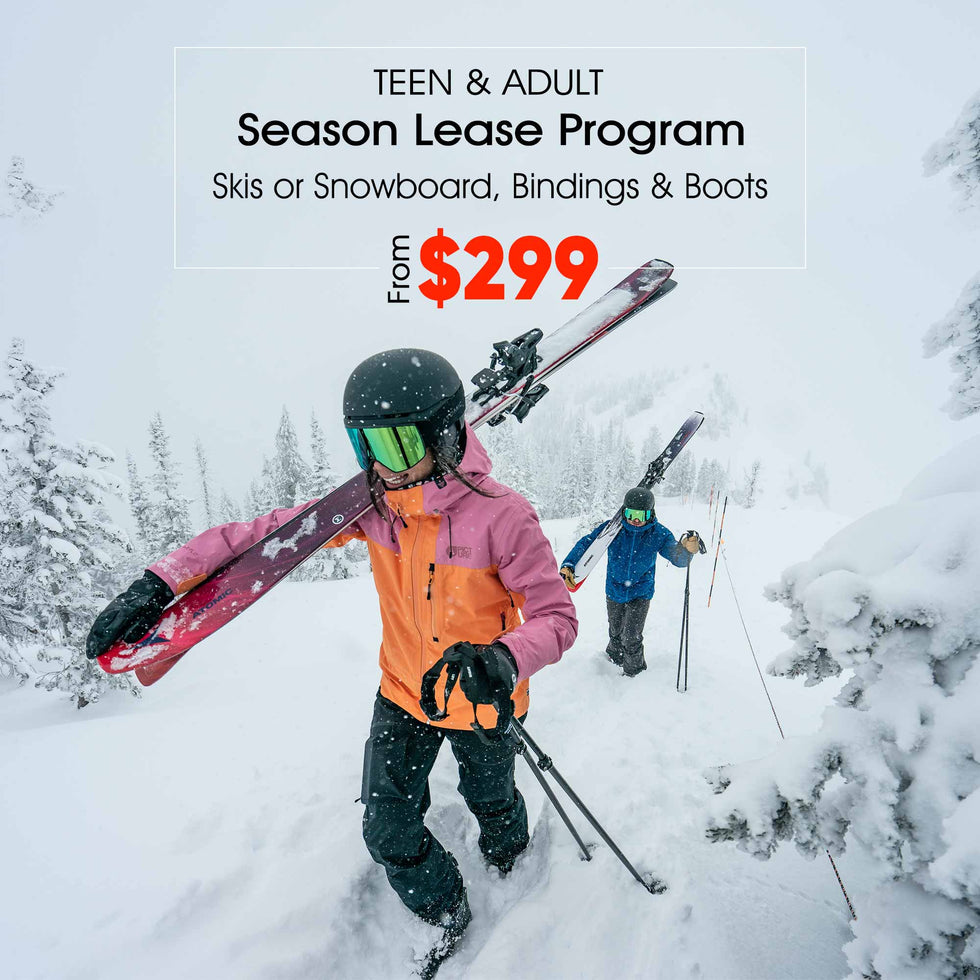 Teen & adult ski and snowboard season lease program from $299