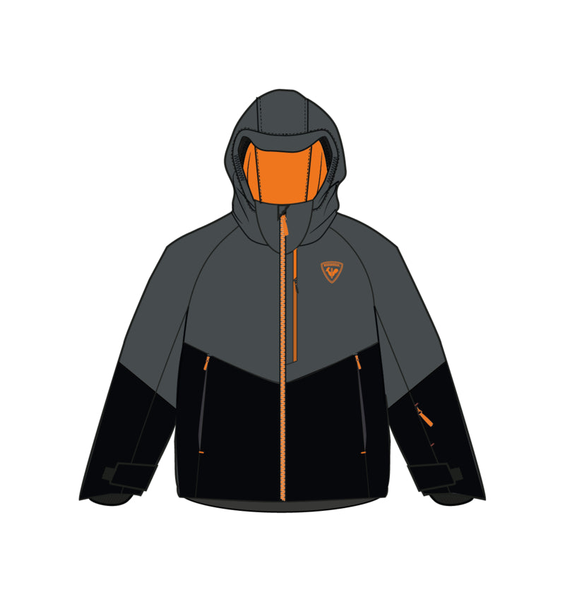 black gray and orange jacket