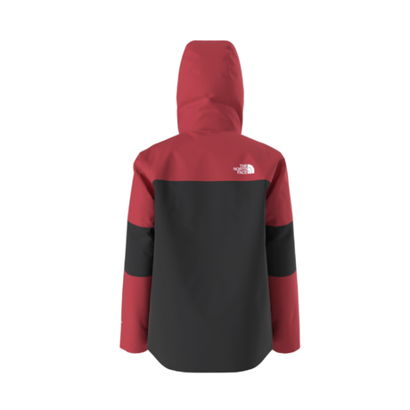 Red and black jacket with The North Face logo on a white background