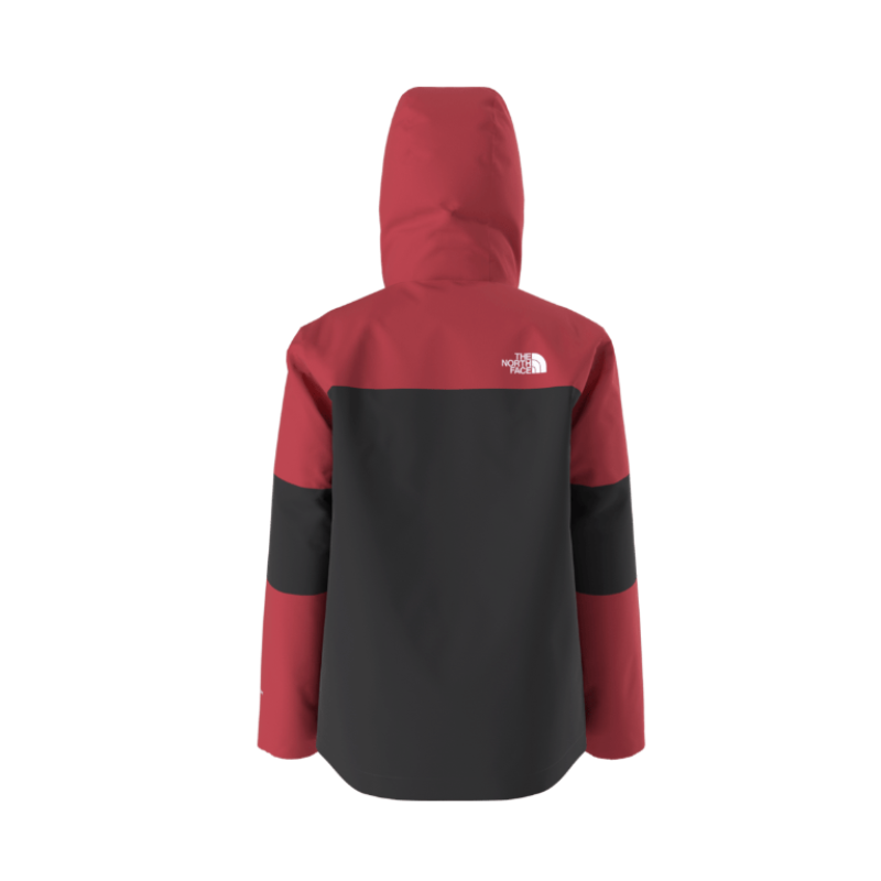 Red and black jacket with The North Face logo on a white background