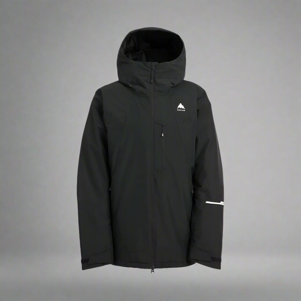 Black jacket with a brand logo on a white background