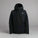 Black jacket with a brand logo on a white background