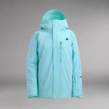 Light blue jacket with a hood on a white background