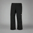 Black pants with a small logo on a white background