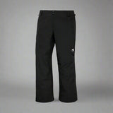 Black pants with a small logo on a white background