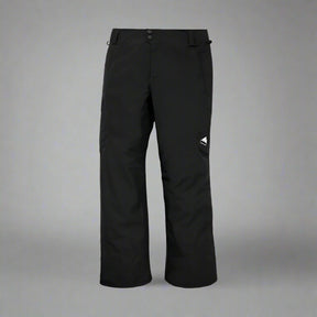 Black pants with a small logo on a white background