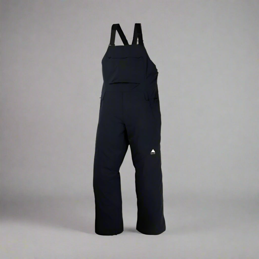 Black bib overalls on a white background