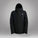 Black jacket with a hood on a white background