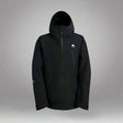 Black jacket with a hood on a white background
