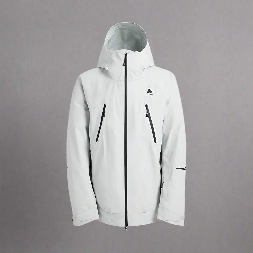 Light gray jacket with black zippers on a white background