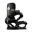 Black snowboard binding with 'Rome' branding on a white background